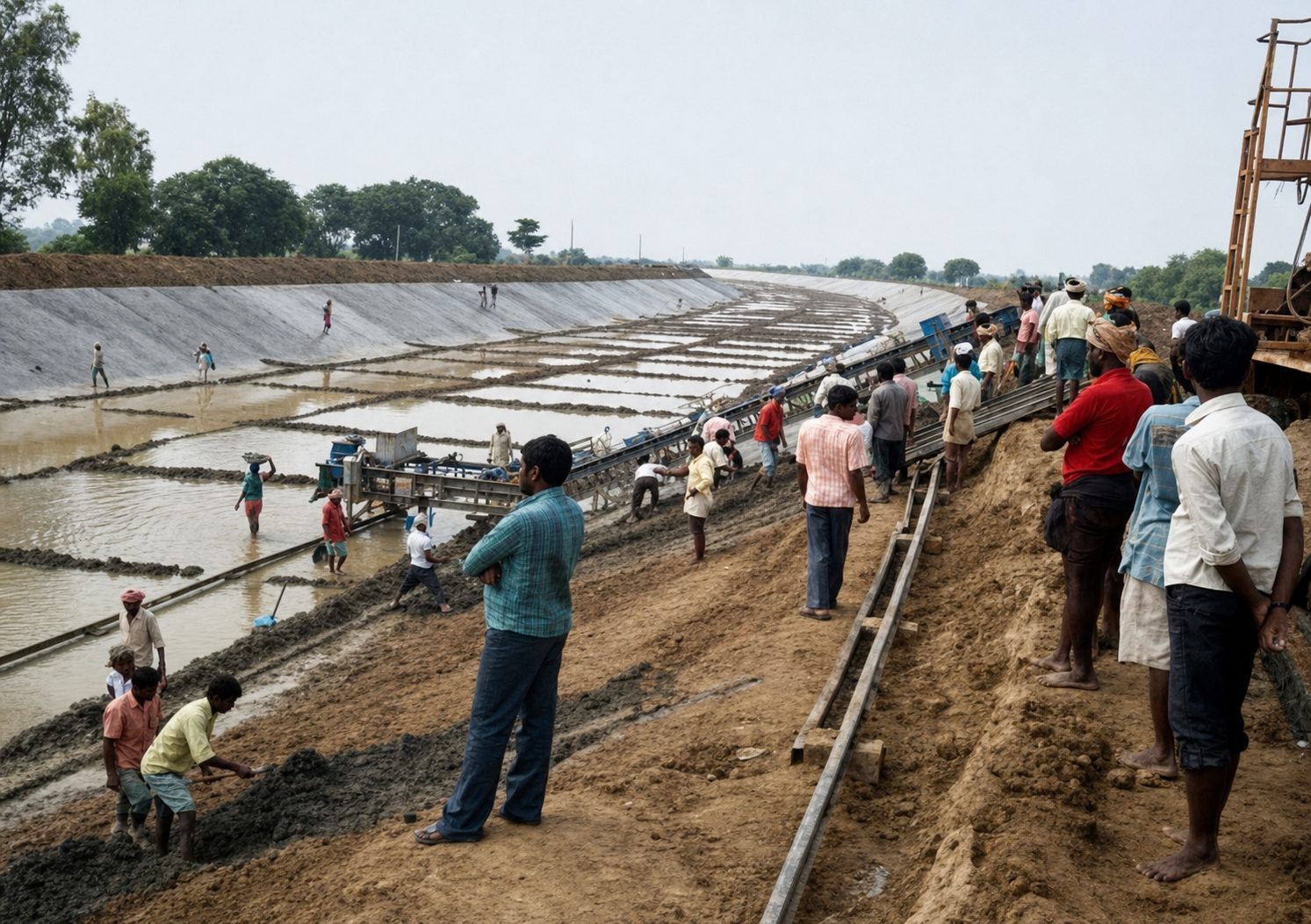 Paver lining crew at work on the Ambah Branch Canal