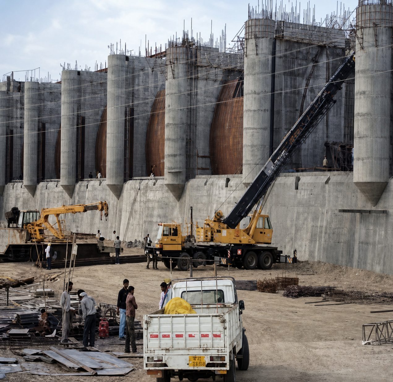 Spillway piers under construction at the Upper Kaketeo Dam